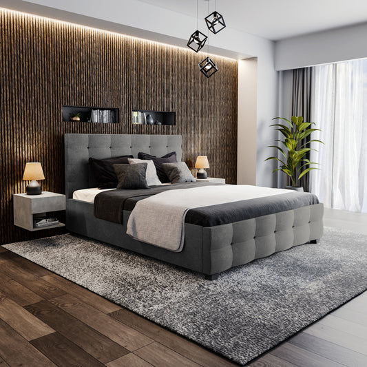 Κρεβάτι Roi pakoworld 160x200 ύφασμα ανθρακί + αποθηκευτικό χώρο - Hippiehome.gr