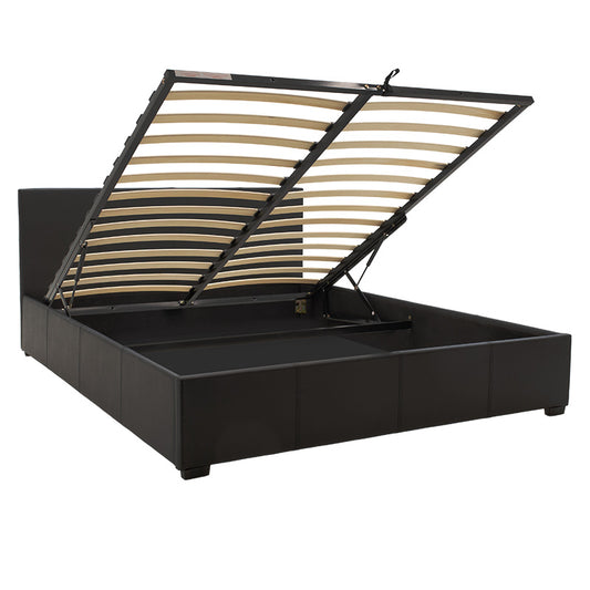Κρεβάτι Norse pakoworld διπλό pu μαύρο ματ με αποθηκευτικό χώρο 160x200εκ - Hippiehome.gr