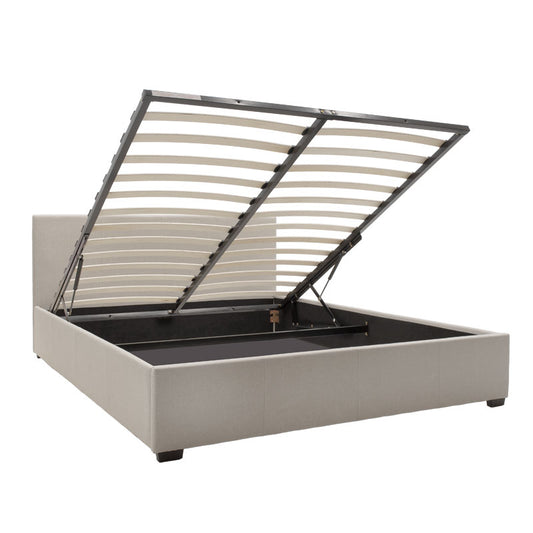 Κρεβάτι Norse pakoworld διπλό ύφασμα εκρού με αποθηκευτικό χώρο 160x200εκ - Hippiehome.gr