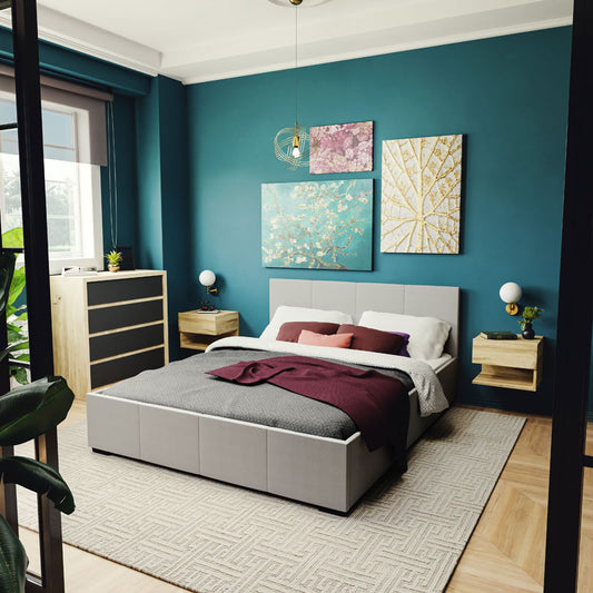 Κρεβάτι Norse pakoworld ύφασμα γκρι με αποθηκευτικό χώρο 160x200εκ - Hippiehome.gr