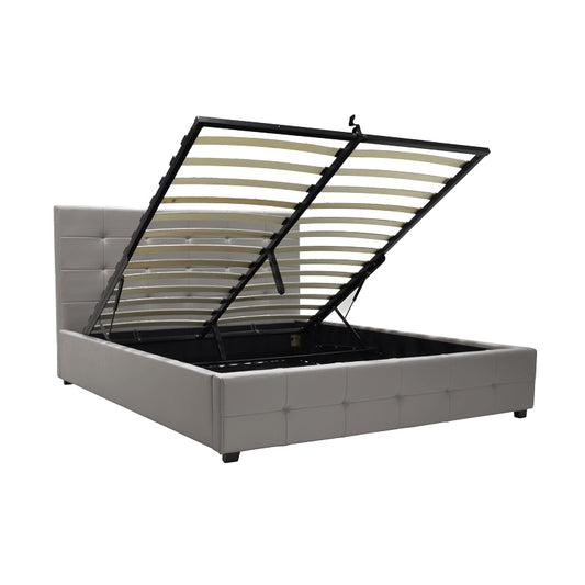 Κρεβάτι Roi pakoworld με αποθηκευτικό χώρο pu γκρι ματ 160x200εκ - Hippiehome.gr