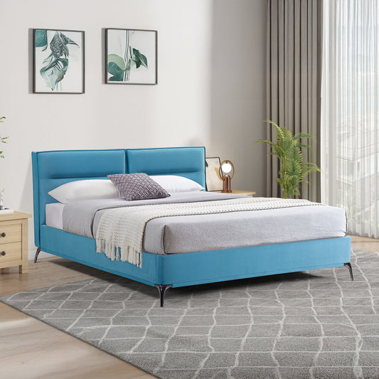 Κρεβάτι Ikina pakoworld βελούδο σε πετρόλ απόχρωση 160x200εκ - Hippiehome.gr