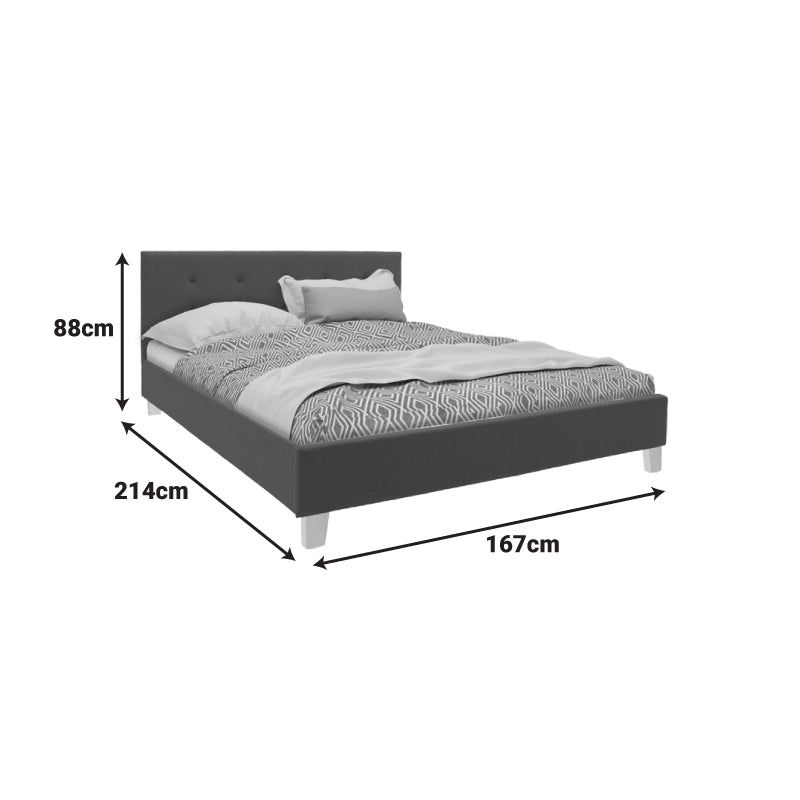 Κρεβάτι Mago pakoworld ύφασμα σε ανθρακί απόχρωση με ξύλινο πόδι 160x200εκ - Hippiehome.gr