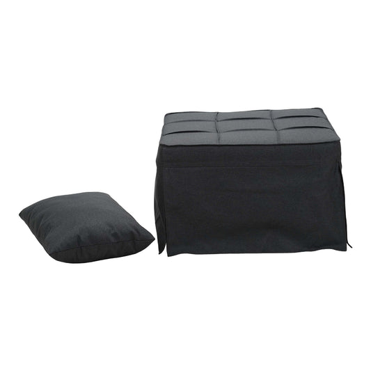 Σκαμπό-κρεβάτι Grejio pakoworld ύφασμα σε ανθρακί απόχρωση κα πόδι μαύρο μέταλλο 70x70x45εκ - Hippiehome.gr