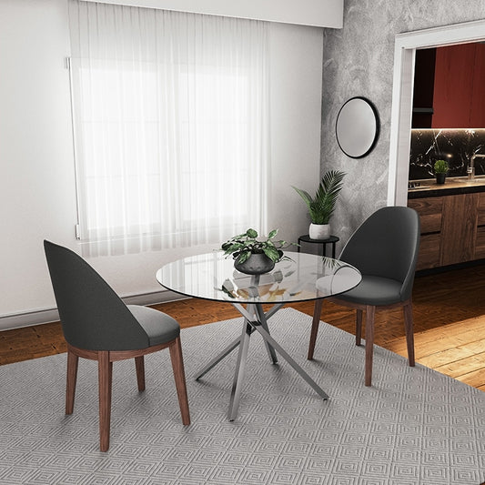 Τραπέζι στρόγγυλο Steve pakoworld με γυάλινη επιφάνεια διαφανές Φ120x74,5εκ - Hippiehome.gr