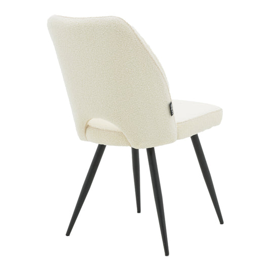 Καρέκλα Renish pakoworld μπουκλέ λευκό-μεταλλικό μαύρο πόδι 47x61x85εκ - Hippiehome.gr
