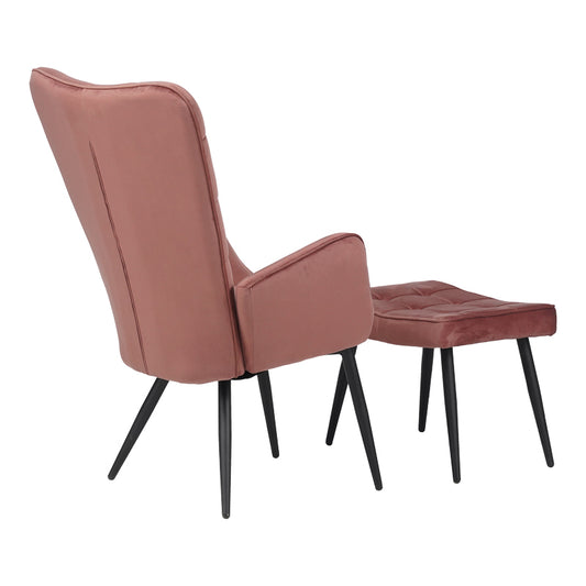 Πολυθρόνα με υποπόδιο Dorita pakoworld βελούδο σάπιο μήλο-πόδι μαύρο μέταλλο 68.5x76x103εκ - Hippiehome.gr