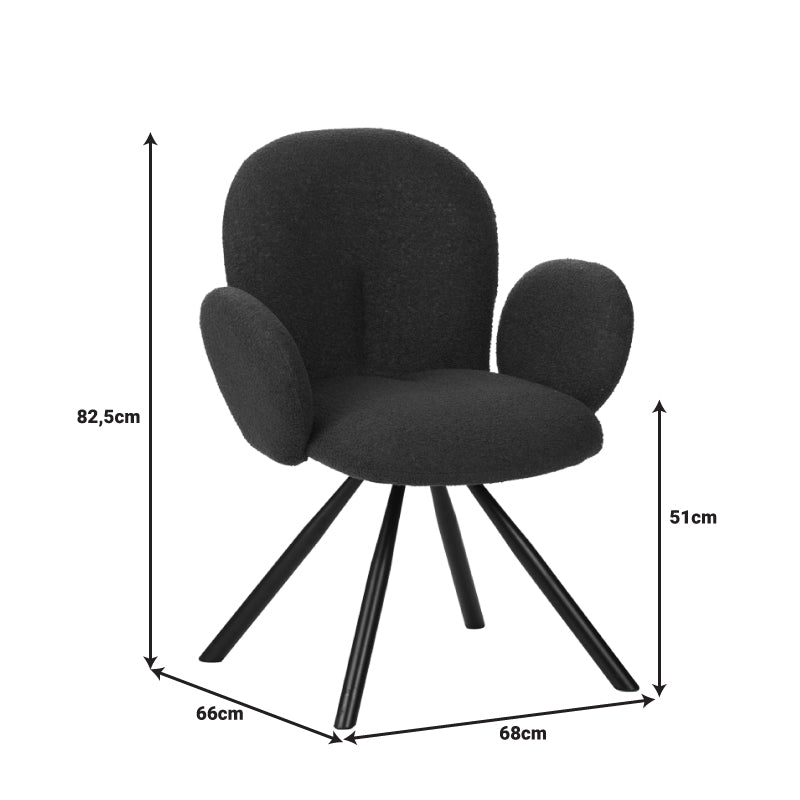 Πολυθρόνα Garzele Inart πράσινο μπουκλέ ύφασμα-πόδι μαύρο μέταλλο 68x66x82.5εκ - Hippiehome.gr