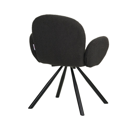 Πολυθρόνα Garzele Inart ανθρακί μπουκλέ ύφασμα-πόδι μαύρο μέταλλο 68x66x82.5εκ - Hippiehome.gr