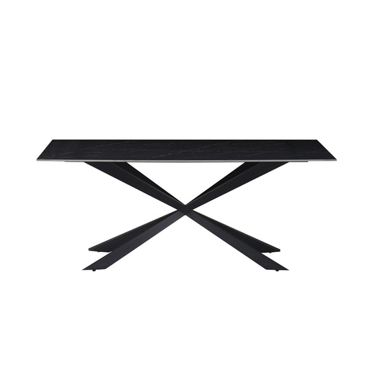 Τραπέζι Cozline Inart μαύρο μαρμάρου sintered stone-πόδι μαύρο μέταλλο 180x90x76εκ - Hippiehome.gr