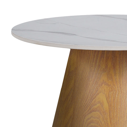 Βοηθητικό τραπέζι Soleire Inart λευκό μαρμάρου sintered stone Φ50x46εκ - Hippiehome.gr