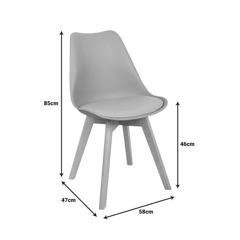 Καρέκλα Gaston pakoworld PP-PU ανοιχτό γκρι απόχρωση- φυσικό πόδι 43x51x75εκ - Hippiehome.gr