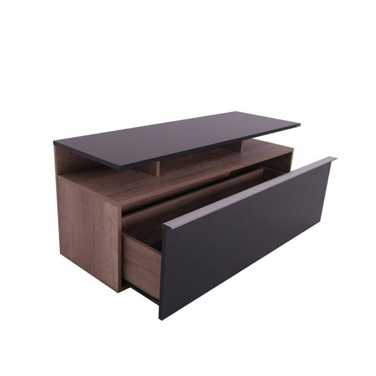 Έπιπλο τηλεόρασης Temano pakoworld σε μαύρη gloss-καρυδι απόχρωση 117x40x48εκ - Hippiehome.gr