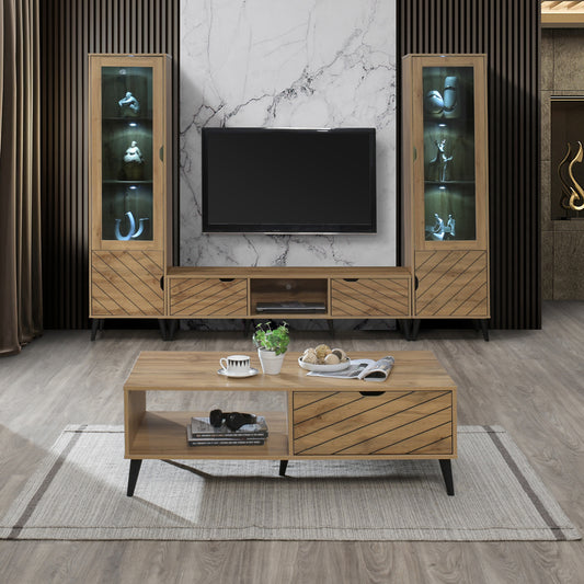 Έπιπλο τηλεόρασης Thelma pakoworld oak μελαμίνης 150x40x41.6εκ - Hippiehome.gr