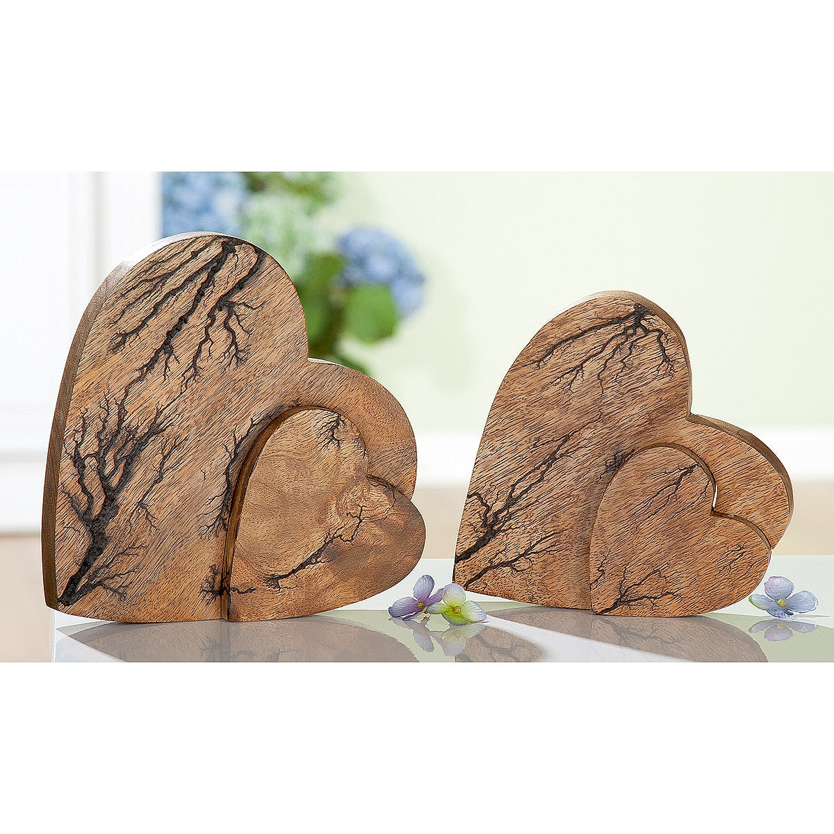 Διακοσμητικό ArteLibre Καρδιές Καφέ Ξύλο 17x17cm - Hippiehome.gr