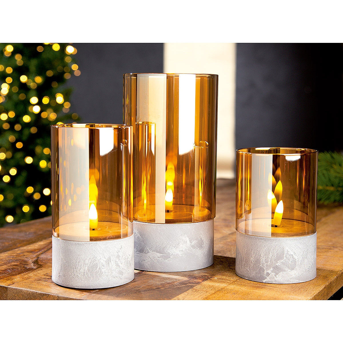 Θήκη Ρεσώ ArteLibre Με LED Φλόγα Καφέ Γυαλί 12.5cm - Hippiehome.gr