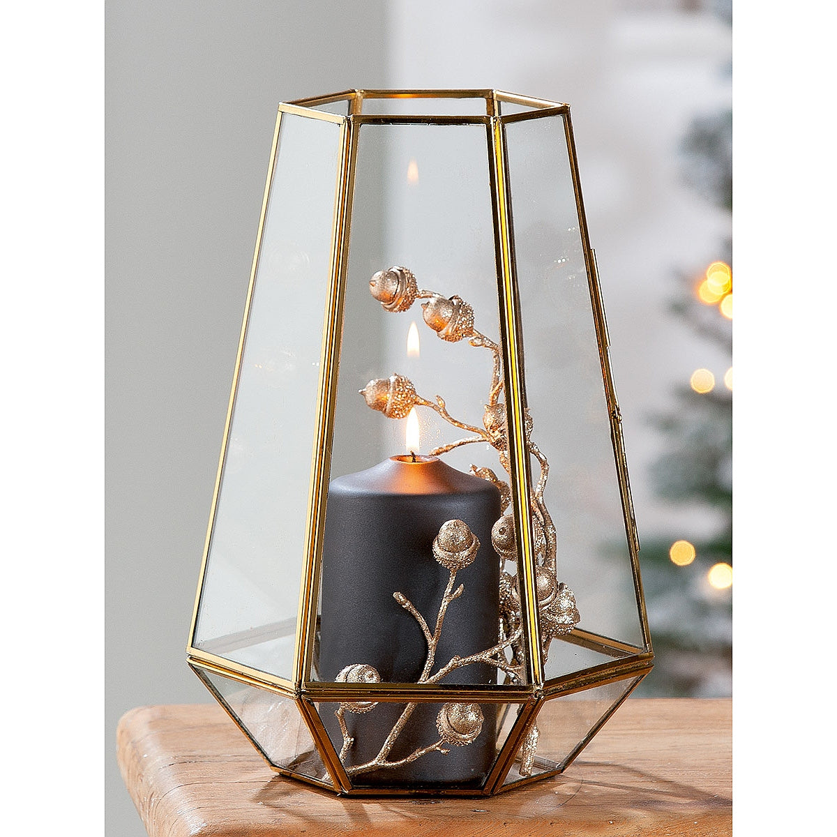 Φανάρι ArteLibre Χρυσό/Διάφανο Μέταλλο/Γυαλί 30cm - Hippiehome.gr