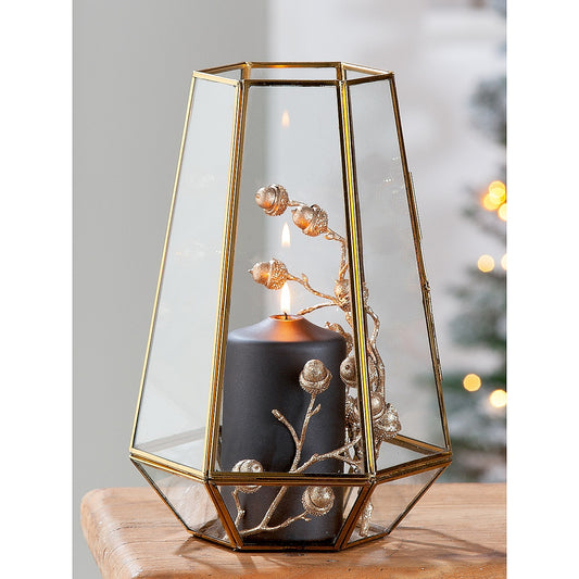 Φανάρι ArteLibre Χρυσό/Διάφανο Μέταλλο/Γυαλί 30cm - Hippiehome.gr