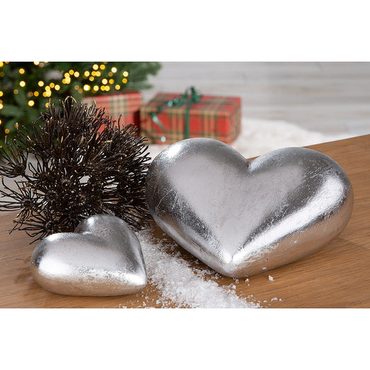 Διακοσμητικό ArteLibre Καρδιά Ασημί Κεραμικό 13.5x15.5x6.5cm - Hippiehome.gr