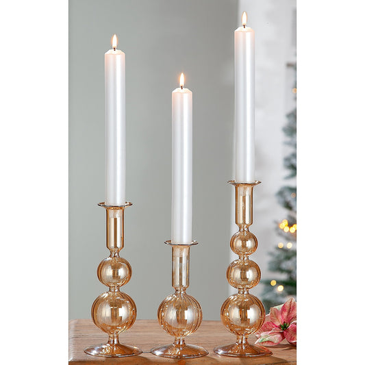 Κηροπήγιο ArteLibre Διάφανο/Μελί Γυαλί 15.5cm - Hippiehome.gr