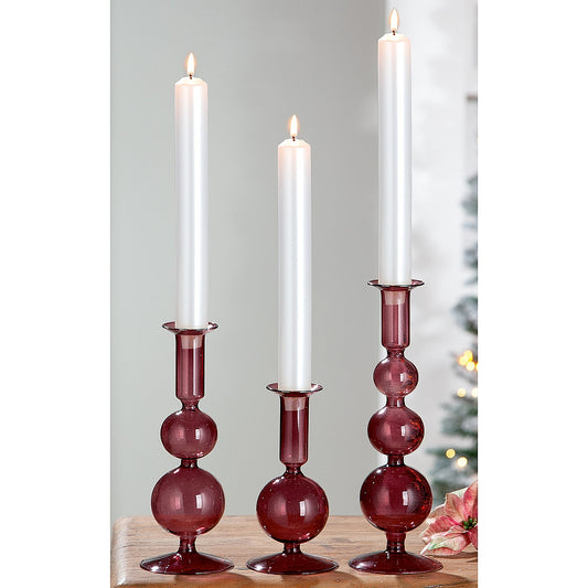 Κηροπήγιο ArteLibre Διάφανο/Μελί Γυαλί 20.5cm - Hippiehome.gr