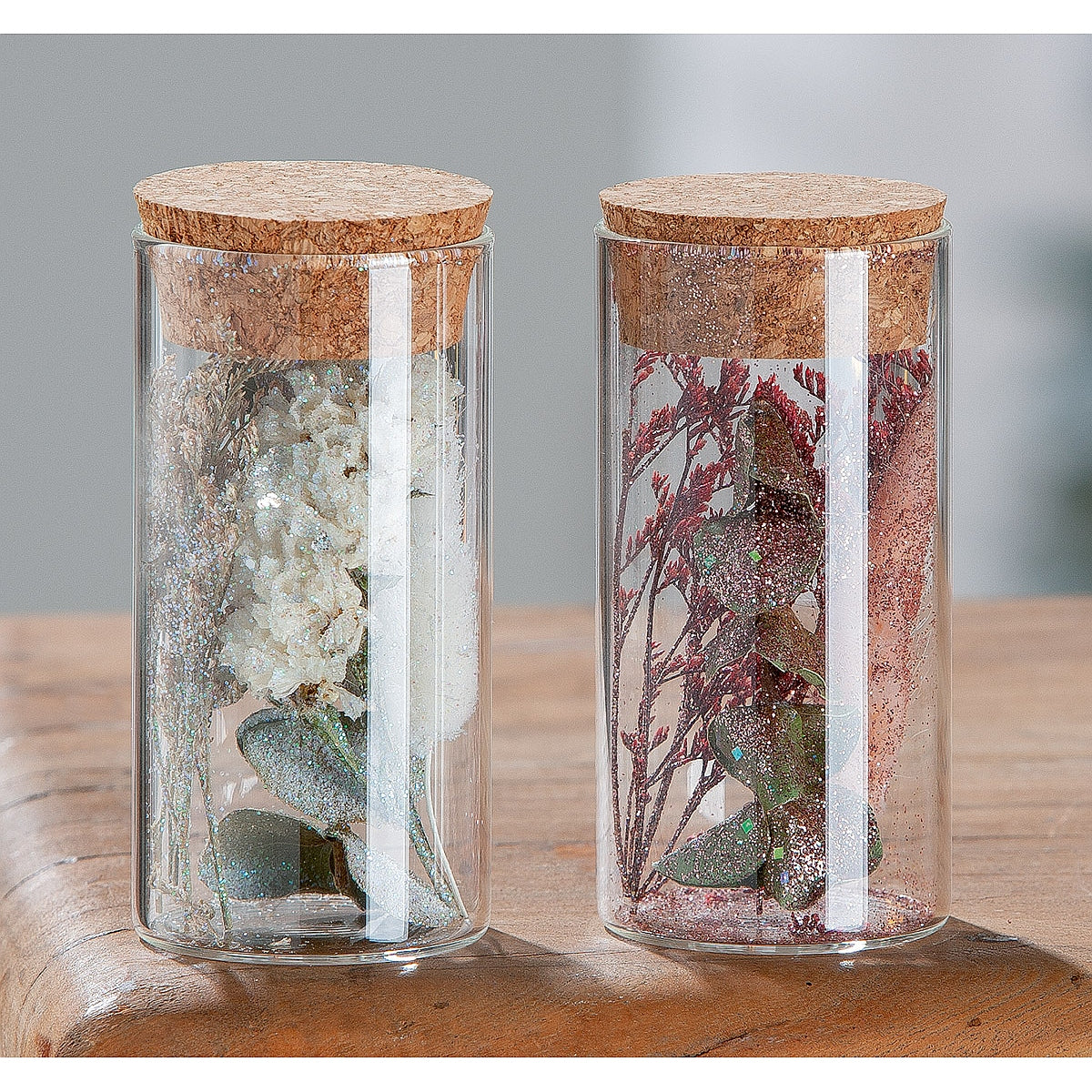 Διακοσμητικό ArteLibre Αποξηραμένο Λουλούδι Σε Δοχείο Με Glitter Διάφανο Γυαλί 10cm Σε 2 Σχέδια - Hippiehome.gr