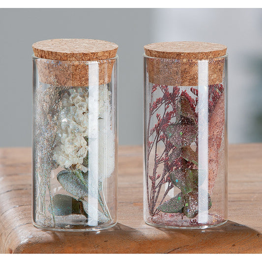 Διακοσμητικό ArteLibre Αποξηραμένο Λουλούδι Σε Δοχείο Με Glitter Διάφανο Γυαλί 10cm Σε 2 Σχέδια - Hippiehome.gr