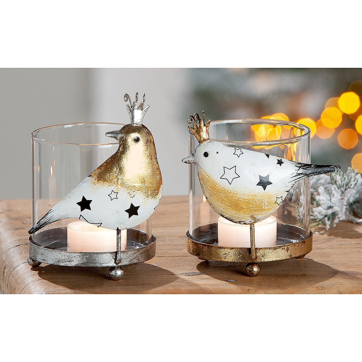 Κηροπήγιο ArteLibre Με Διακόσμηση Πουλί Μέταλλο/Γυαλί 9x10.5x11cm Σε 2 Χρώματα - Hippiehome.gr