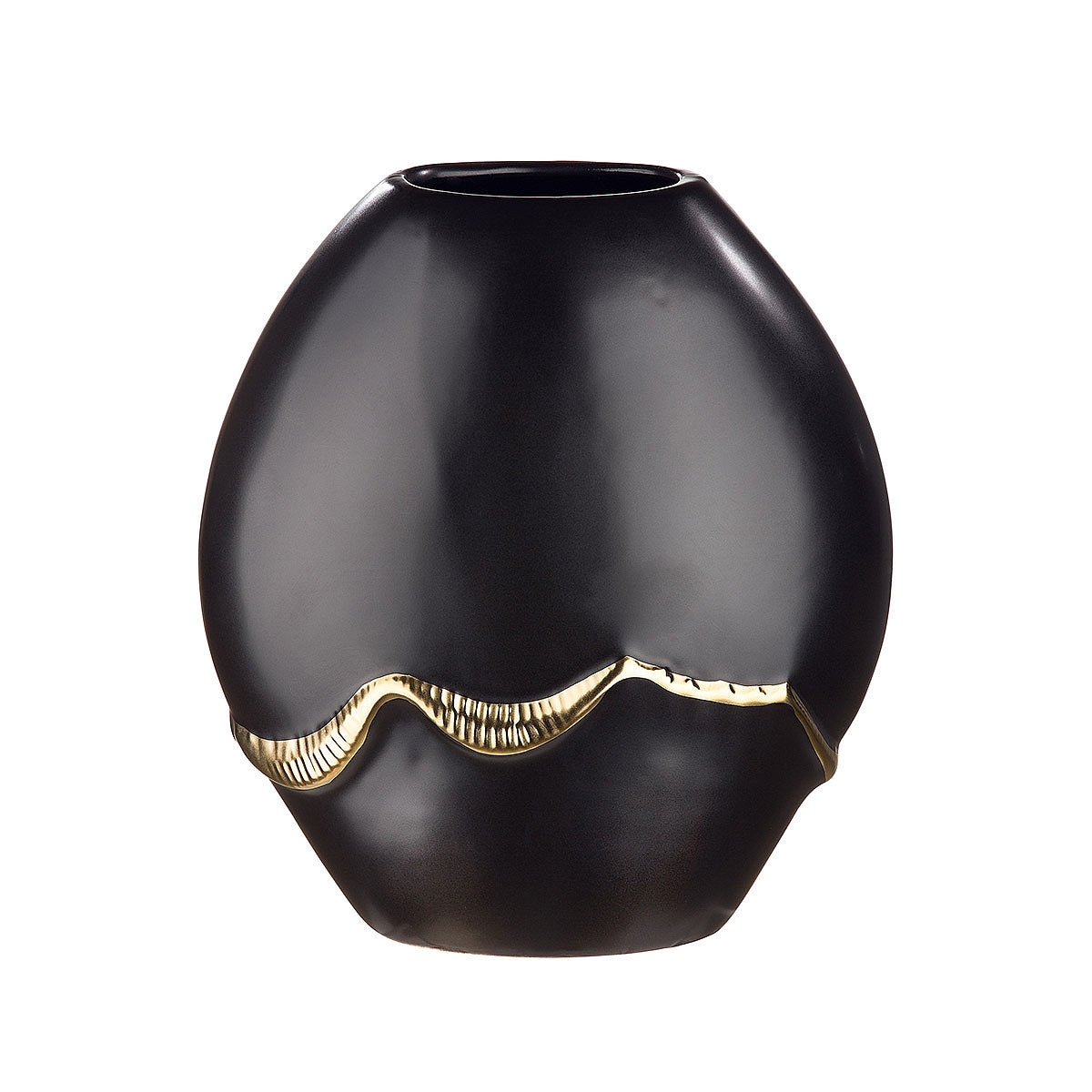 Βάζο ArteLibre Μαύρο/Χρυσό Κεραμικό 10x18x20cm - Hippiehome.gr