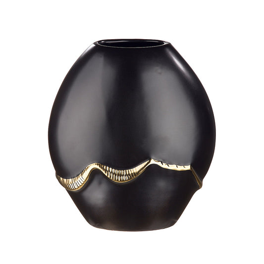 Βάζο ArteLibre Μαύρο/Χρυσό Κεραμικό 10x18x20cm - Hippiehome.gr