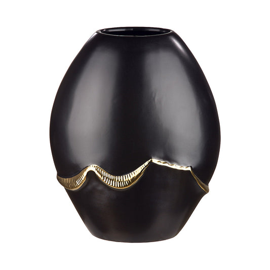 Βάζο ArteLibre Μαύρο/Χρυσό Κεραμικό 11x20x25cm - Hippiehome.gr