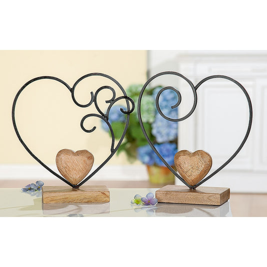Διακοσμητικό Καρδιά Μαύρο/Φυσικό Μέταλλο/Ξύλο 19x19cm Σε 2 Σχέδια - Hippiehome.gr