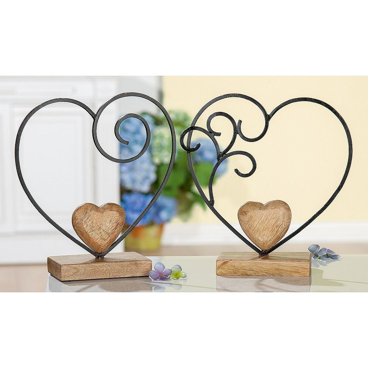 Διακοσμητικό ArteLibre Καρδιά Μαύρο/Φυσικό Μέταλλο/Ξύλο 7.6x24x26.5cm Σε 2 Σχέδια - Hippiehome.gr