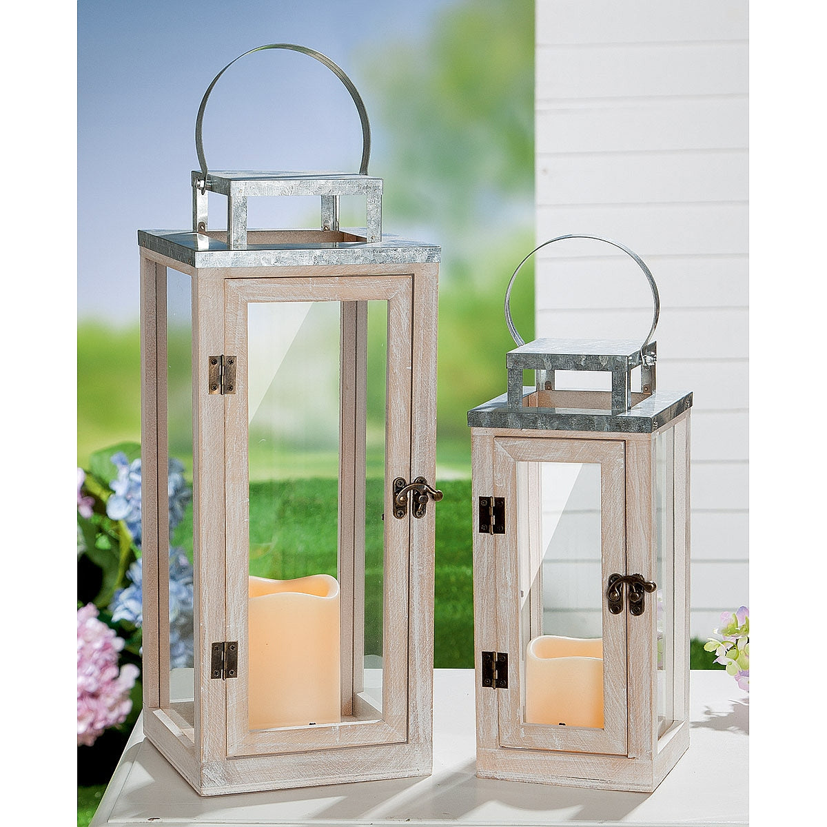 Φανάρι ArteLibre Φωτιζόμενο LED Φυσικό/Γκρι Ξύλο/Μέταλλο 15.5x15.5x39cm - Hippiehome.gr