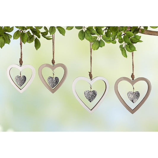 Διακοσμητικό Κρεμαστό ArteLibre Καρδιές Λευκό/Γκρι Ξύλο 2x15x28cm Σε 2 Σχέδια - Hippiehome.gr