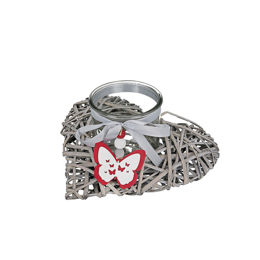 Κηροπήγιο ArteLibre Καρδιά Με Πεταλούδα Γκρι Ξύλο 30x30x14cm Σε 2 Σχέδια - Hippiehome.gr