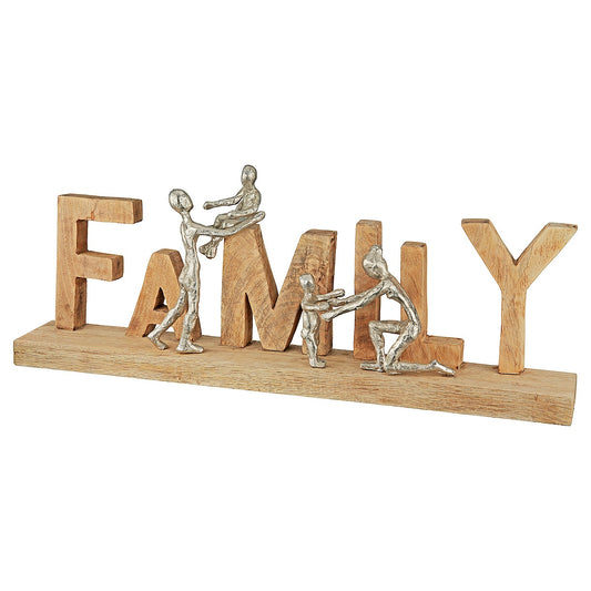 Διακοσμητικό ArteLibre 'Family' Φυσικό/Μπρονζέ Ξύλο/Αλουμίνιο 7.5x55x21cm - Hippiehome.gr