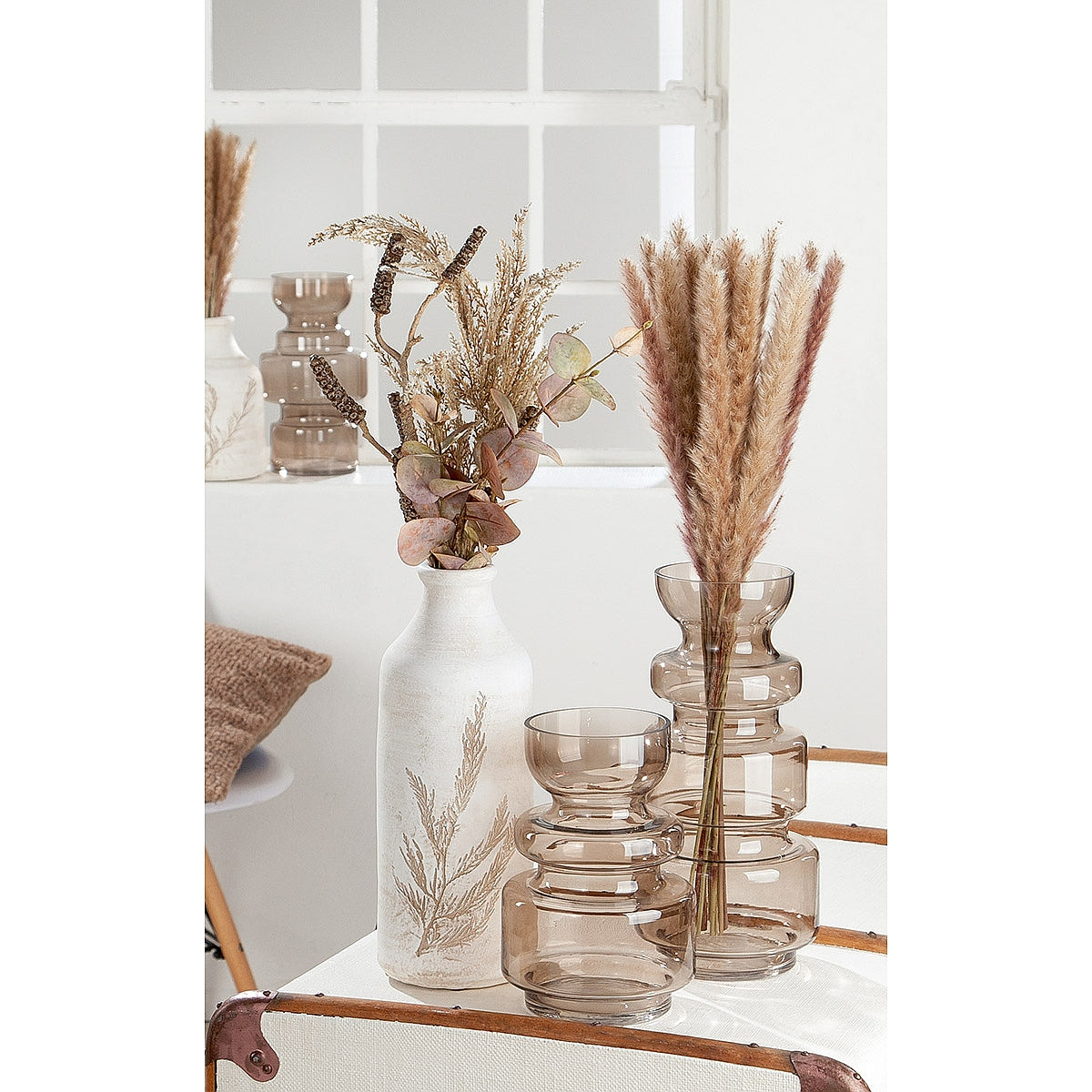 Βάζο ArteLibre Καφέ Γυαλί 17x17.5x25.5cm - Hippiehome.gr