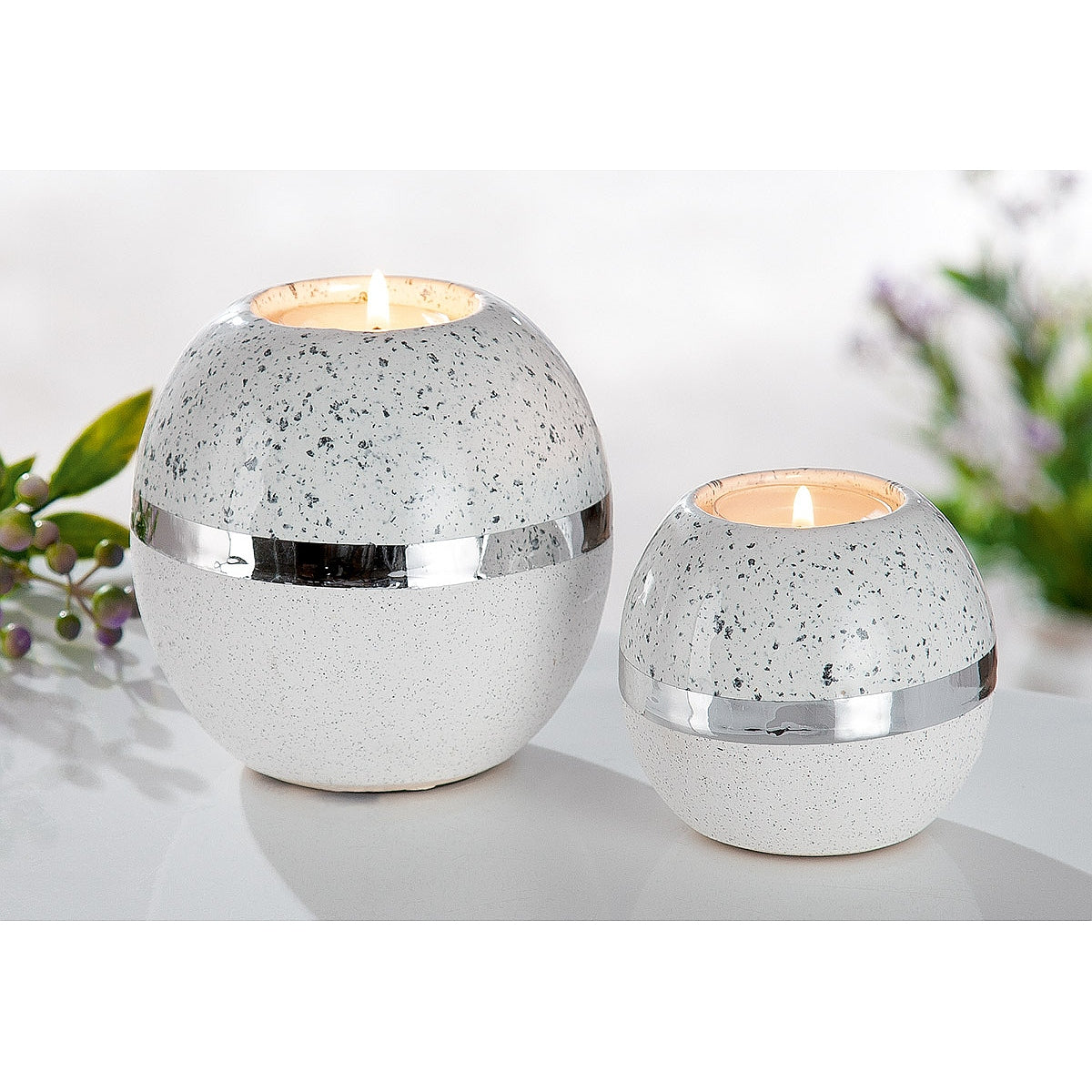 Θήκη Ρεσώ ArteLibre Λευκό/Ασημί Κεραμικό 10.5x10.5x10cm - Hippiehome.gr