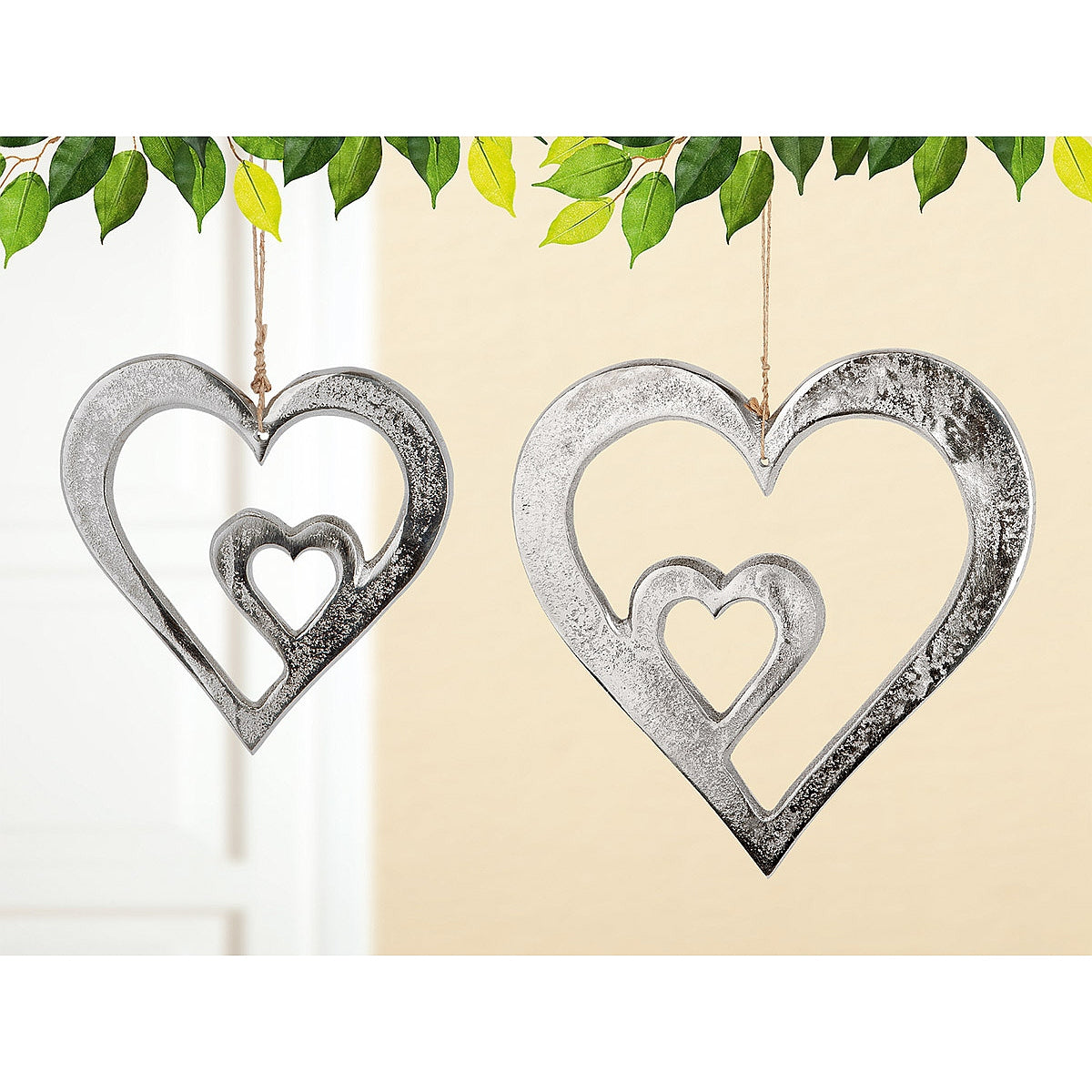 Διακοσμητικό Κρεμαστό ArteLibre Καρδιά Ασημί Αλουμίνιο 24x24cm - Hippiehome.gr