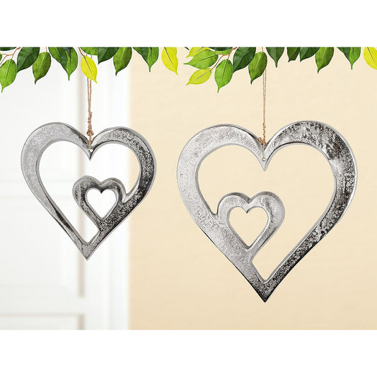 Διακοσμητικό Κρεμαστό ArteLibre Καρδιά Ασημί Αλουμίνιο 24x24cm - Hippiehome.gr