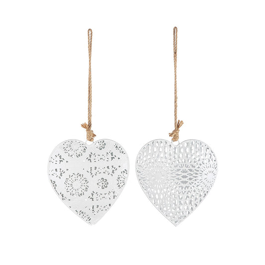Διακοσμητικό Κρεμαστό ArteLibre Καρδιά Λευκό Μέταλλο 2x15x16cm Σε 2 Σχέδια - Hippiehome.gr