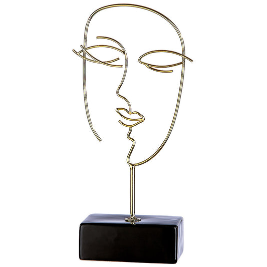 Διακοσμητικό ArteLibre Πρόσωπο Σε Βάση Χρυσό/Μαύρο Μέταλλο 6.5x10x27cm - Hippiehome.gr