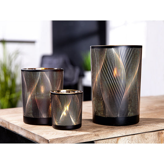 Θήκη Ρεσώ ArteLibre Γραμμές Μαύρο Γυαλί 18cm - Hippiehome.gr