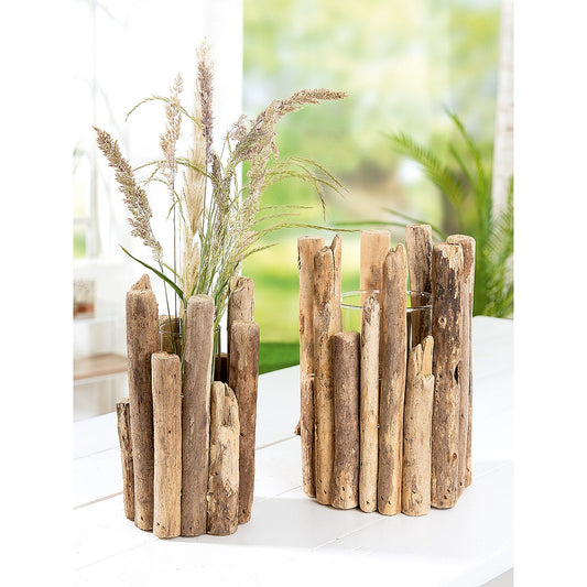 Διακοσμητικό Σύνθεση Βάζο Σε Ξύλα Φυσικό Ξύλο 24cm - Hippiehome.gr