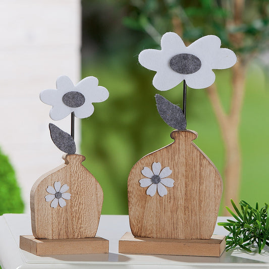 Διακοσμητικό ArteLibre Λουλούδι Σε Βάζο ArteLibre Φυσικό MDF/Ύφασμα 6x9x21cm - Hippiehome.gr