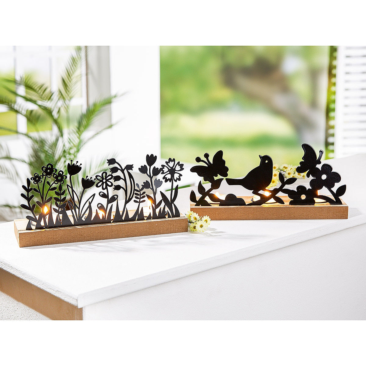 Θήκη Ρεσώ ArteLibre 3θέσια Με Διακόσμηση Μαύρο/Φυσικό Μέταλλο/Ξύλο 7.5x24x10.5cm - Hippiehome.gr