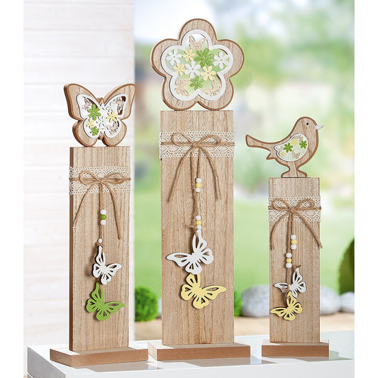 Διακοσμητικό ArteLibre Σταντ Με Πουλί/Λουλούδι/Πεταλούδα Φυσικό MDF 9x15x49cm Σε 3 Σχέδια - Hippiehome.gr