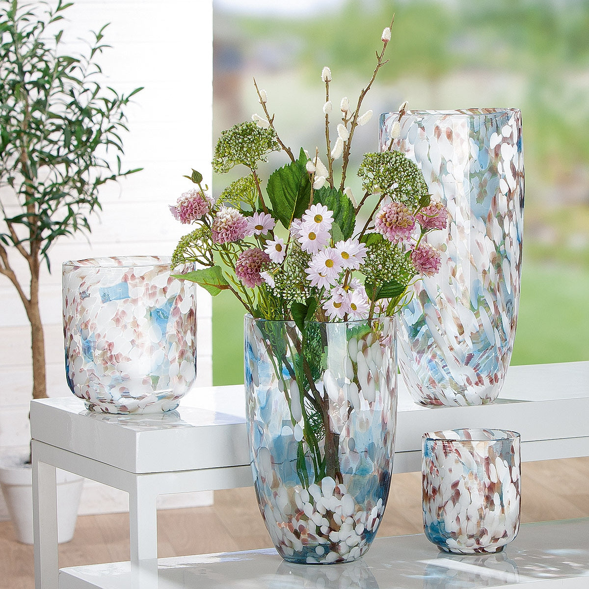 Βάζο ArteLibre Πολύχρωμο Γυαλί 18.5x18.5x36cm - Hippiehome.gr