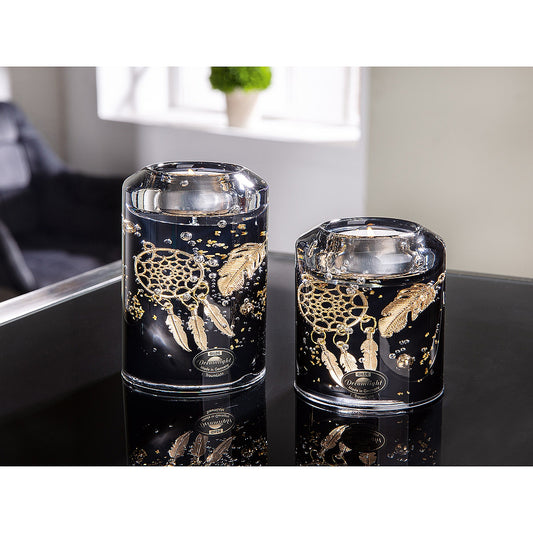 Θήκη Ρεσώ ArteLibre Μαύρο/Χρυσό Γυαλί 7x7x10.5cm - Hippiehome.gr